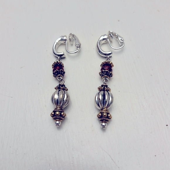 Vintage Avon Clip on Beaded Dangle Earrings - Picture 1 of 4